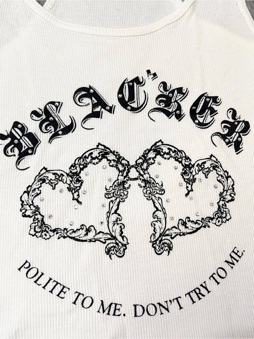 Moussy White Ribbed Racerback Tank Y2K - Picture 2 of 5